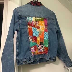 Denim Jacket with Custom Colorful Patchwork